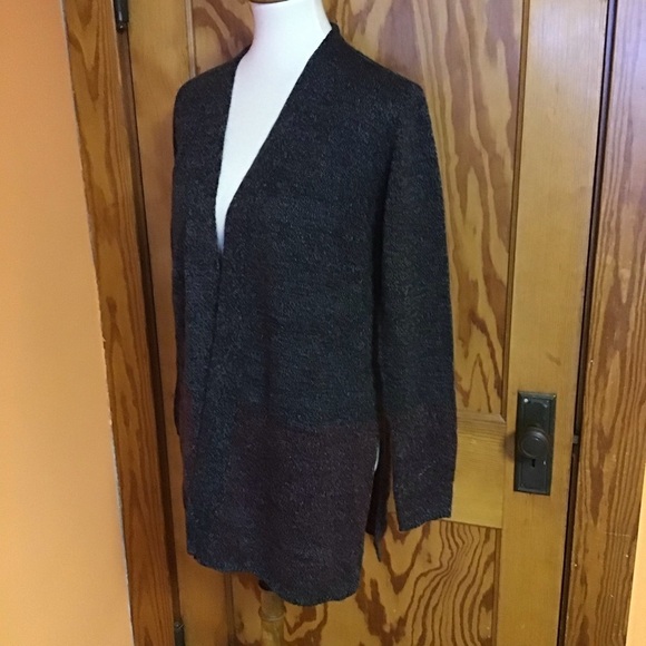 Karen Scott charcoal n red oversized cardigan - Picture 8 of 12